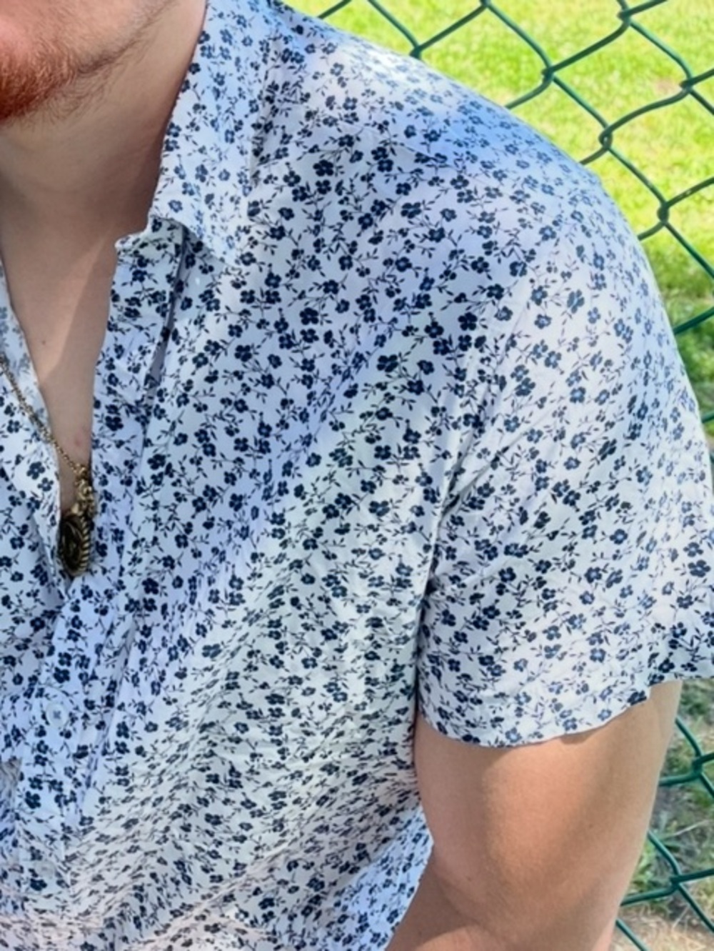 DENIM & FLOWER Men RICKY SINGH Floral Short Sleeve Button-Up Shirt BLUE DAISY - Picture 11 of 16